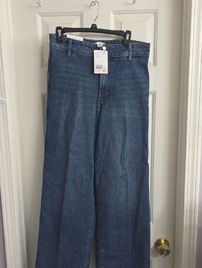 H&M Dark Blue Button-Front High Waist Jeans